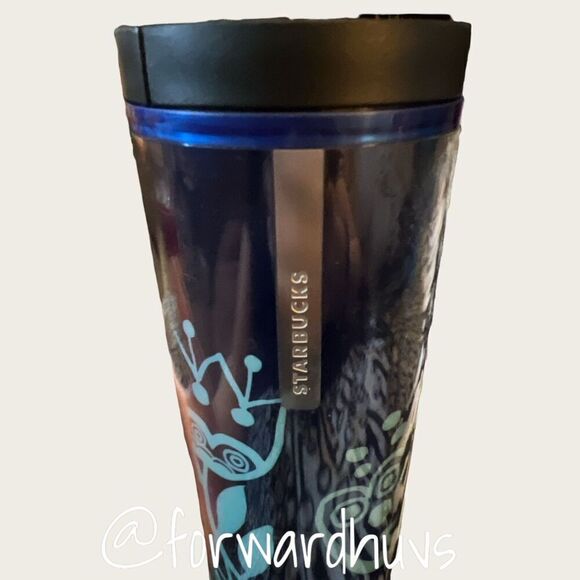 2013 Starbucks 16 Ounce Blue Floral Travel Mug - Picture 6 of 9